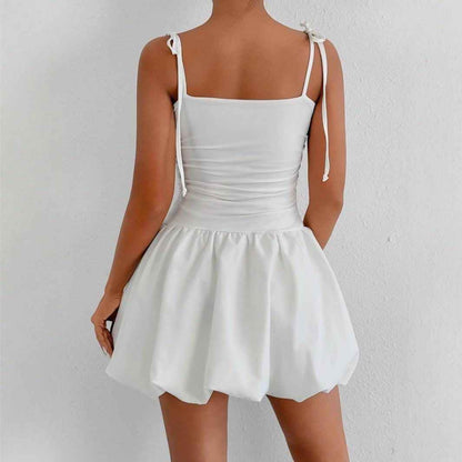 Stylish White Strap Tube Top Dress - Sexy Slim Fit Bud Skirt - Fresh European American Style